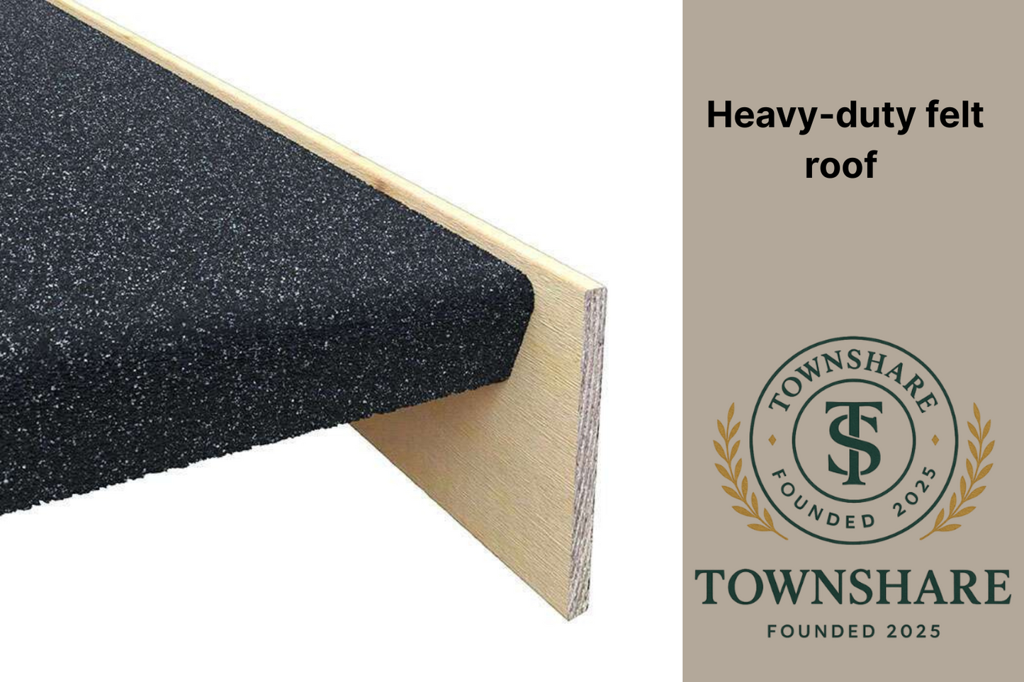 Heavy-duty felt roof material with Townshare logo on a white background