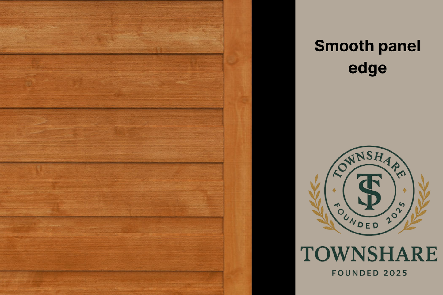 Wooden panel with 'Townshare' logo and text on a beige background