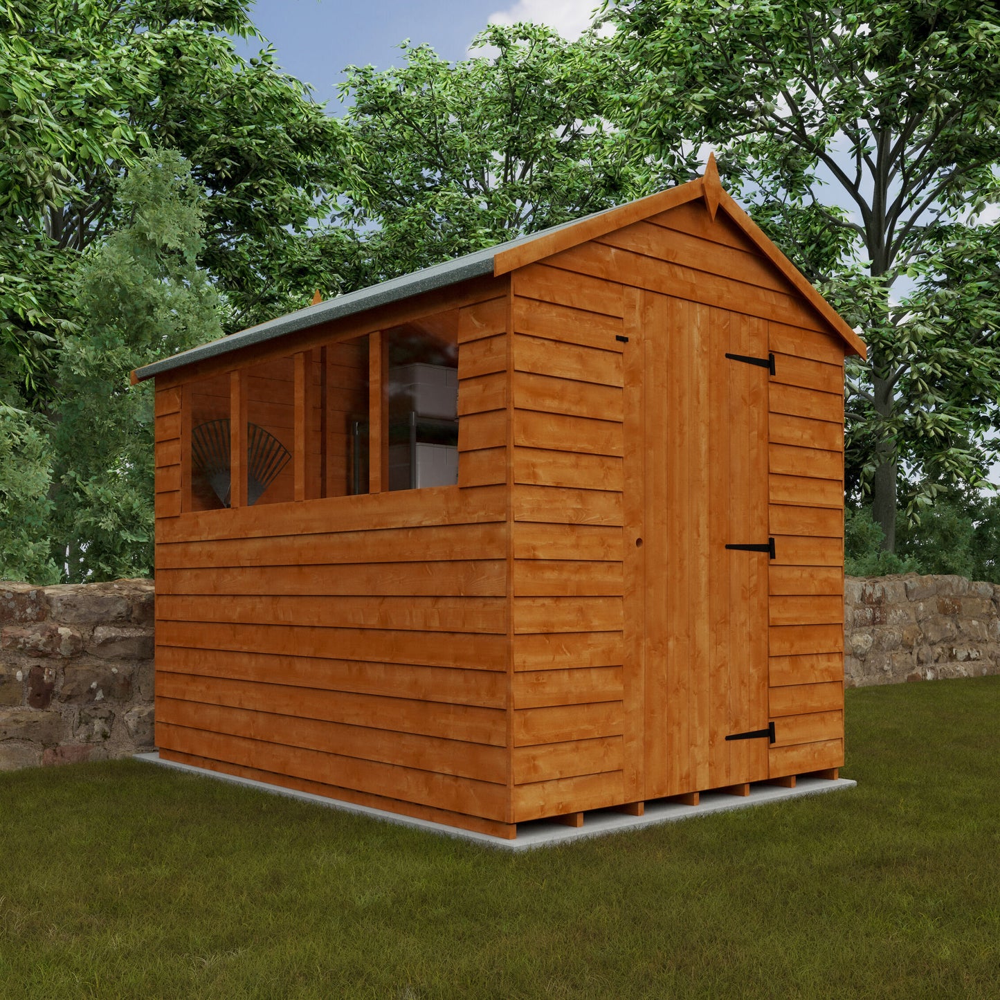 The_Alder_Apex Budget wooden garden shed sideways on -