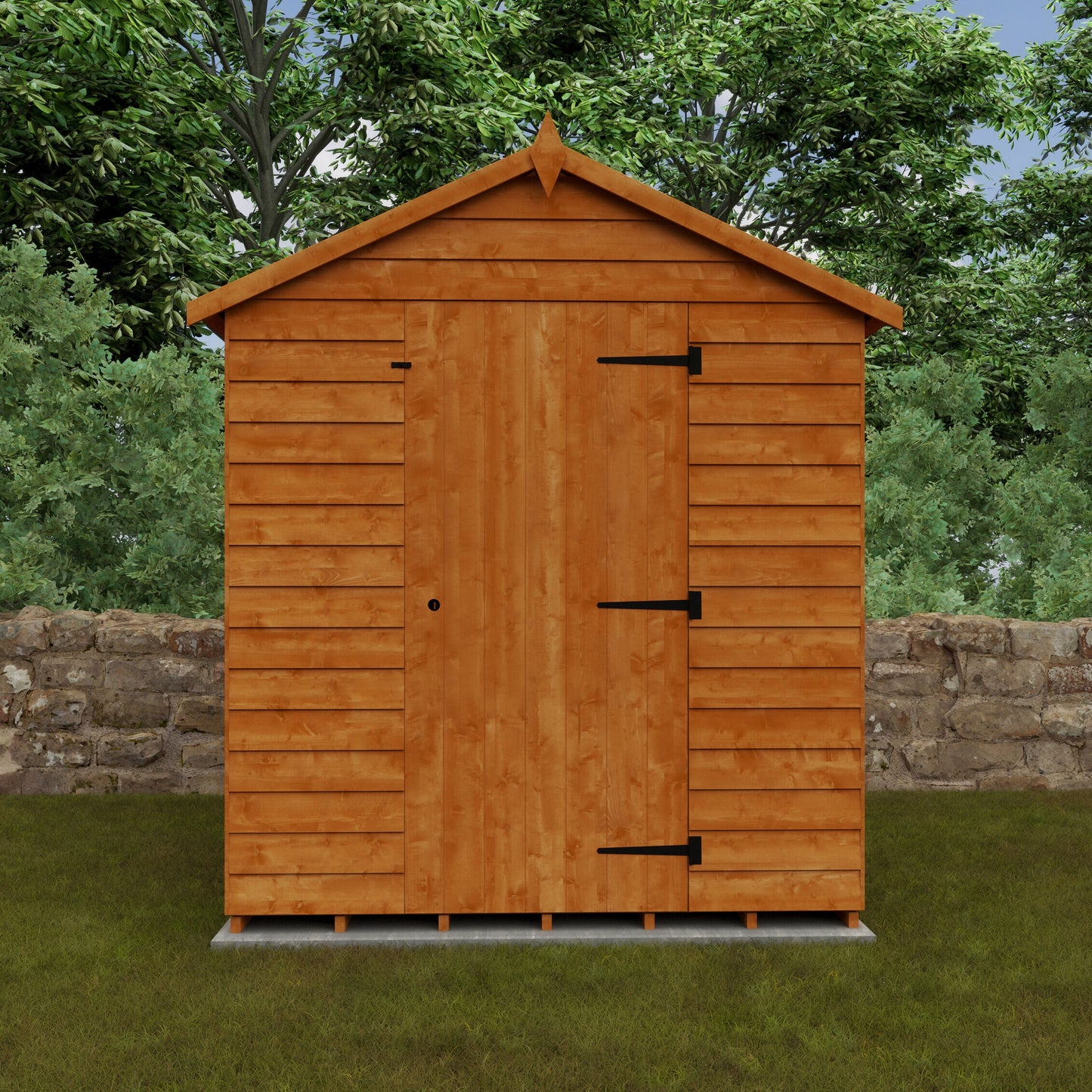 Budget Apex wooden garden shed with closed door,